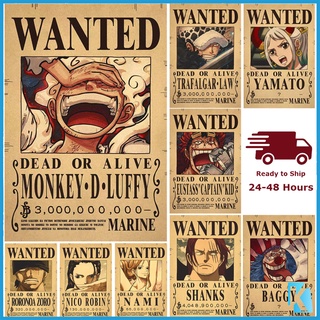 โปสเตอร์กระดาษคราฟท์ ลาย one piece wanted wanted poster luffy gear 5 nika สไตล์วินเทจ สําหรับติดตกแต่งผนังห้องนอน รูปภาพ