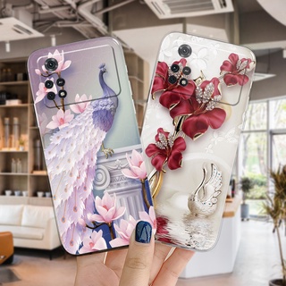 ดอกไม้และนกยูง เคส Xiaomi POCO M4 Pro 4G 5G เคสเคสซิลิโคนใสนุ่ม TPU ตัวป้องกันกล้องกันกระแทก 28-1