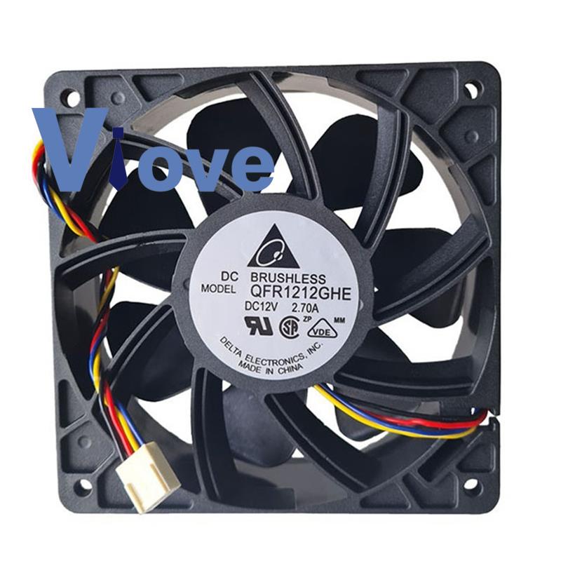 Qfr1212ghe พัดลมควบคุมความเร็ว 6000RPM PWM 120X120X38 มม. 4 สาย 12V 2.7A สําหรับ Antminer Bitmain S7 S9 S11 S15 T9 T17 L3 Miner #7