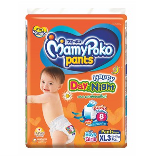 มามี่โพโค แพ้นท์ แฮปปี้ เดย์แอนด์ไนท์ ไซส์ XL 3 ชิ้น x 4 แพ็ค Mamy Poko Pants Happy Day and Night Size XL 3pcs x 4 packs