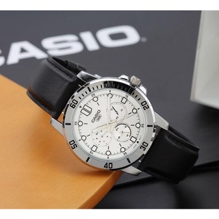 นาฬิกา Casio รุ่น MTP-VD300L-7E นาฬิกาผู้ชาย สายหนังสีดำ หน้าปัดขาว อนาล็อก 3 เข็ม สุดเท่ห์ - ของแท้ 100% รับประกัน1ปี