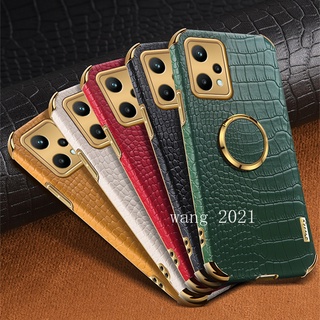 เคส Realme C35 Narzo 50A Prime / Realme Narzo 50 Realme 9 Pro +Plus 9Pro Phone Case Crocodile Pattern Leather Casing with Vehicle Magnetic Features Finger Ring Stand Soft Case เคสโทรศัพท