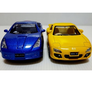 โมเดลรถ Toyota Celica เซลิก้า (น้ำเงิน)- Mazda RX7 (เหลือง) โมเดลรถเหล็ก รถโมเดล ความยาวรถ 4 นิ้่ว งานแบรนด์ Kinsmart