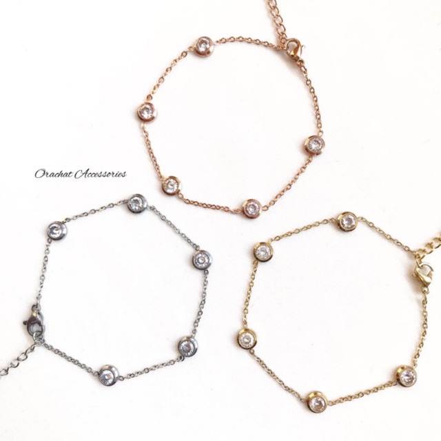 Shira 14k bracelet. (ข้อมือชุบ 14k สแตนเลส สวย ทน เงา โดนน้ำหอมได้ไม่ลอก เพชร CZ)