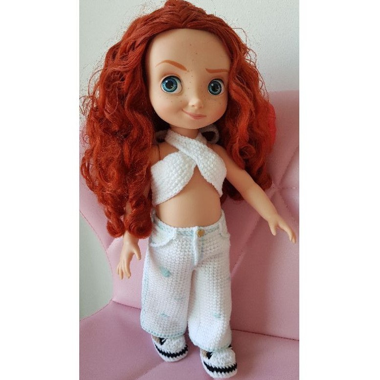 ชุดตุ๊กตา AMT เสื้อคาดอกผูกคอ+กางเกงยืนส์+รองเท้า