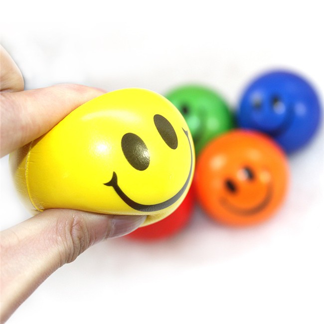 บอลบีบสำหรับบริหารมือ เนื้อยาง pu หน้ายิ้มสีล้วน