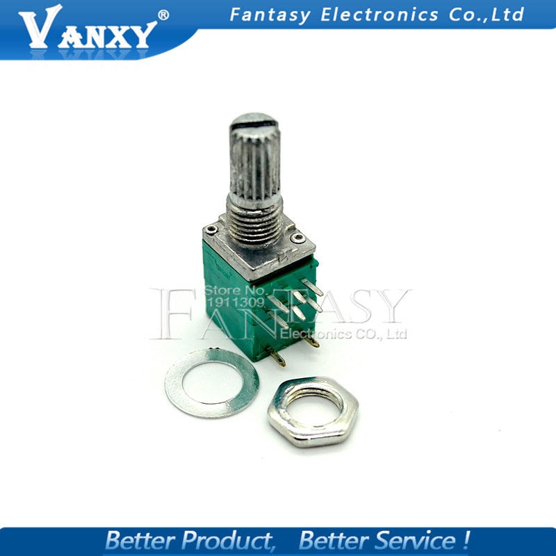5pcs RV097NS 10K single linked potentiometer B10K with a switch audio 8pin shaft 15mm power amplifie