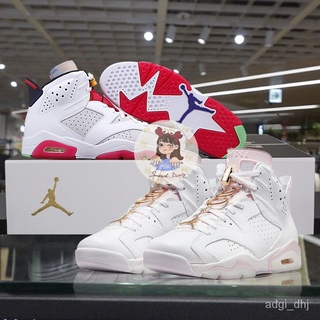 Air Jordan 6 Retro Bugs bunny เข็มขัดคามินี สีขาว สีแดง สีทอง สําหรับเล่นบาสเก็ตบอล AJ6