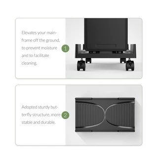 Orico ABS คอมพิวเตอร์ CPU ขาตั้งล้อที่มีเสถียรภาพแนวตั้งสําหรับกรณีคอมพิวเตอร์ PC Tower กันน้ําความร้อน Hollow Design