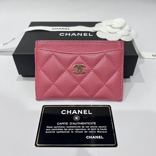 Chanel card holder holo25 สีชมพูมุกอะไหล่ทอง