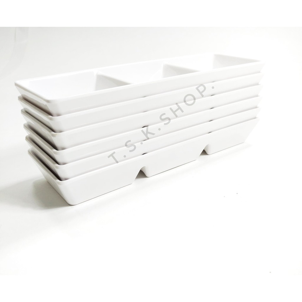 ถ้วยนำ้จิ้มเมลามีน Superware 3ช่อง ชุด 6 ใบ D-663-7.5 :Dipping sauce cup.Melamine.Made in Thailand.