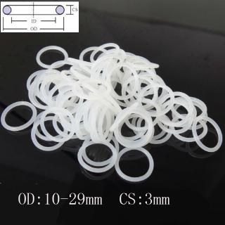 แหวนซิลิโคน o - ring กันน้ําได้ 30 ชิ้นสีขาว cs 3 มม. od 10-29 มม.