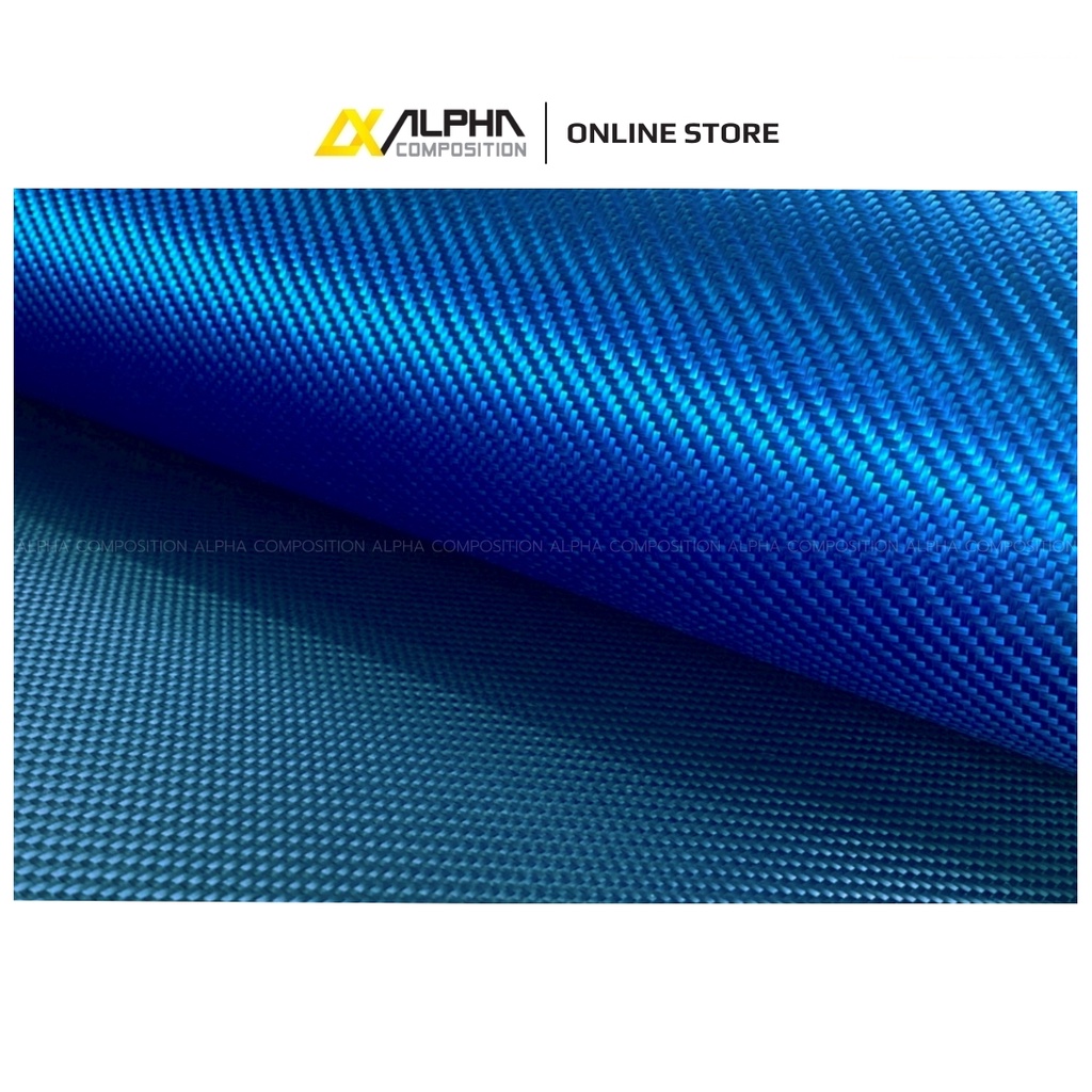 ผ้าคาร์บอนสี Hypetex สีน้ำเงิน 245กรัม ลาย 2 (0.5ม x 1.25 ม) Alpha