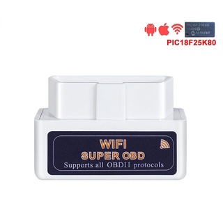 Elm327 WIFI พร้อมชิป PIC18F25K80 Super Mini V1.5 OBDII OBD2 เครื่องมือวิเคราะห์อัตโนมัติ IOS Android iPhone iPad ELM 327