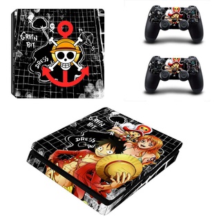 ◇♕สติ๊กเกอร์ One Piece สําหรับ Sony Ps 4 Slim Playstation + 2 Controllers