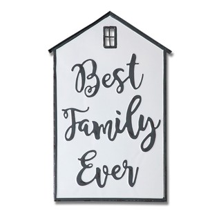 ป้ายเหล็กตกแต่งปั๊มนูน "Best Family Ever"