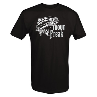 ขายดี เสื้อยืดคลาสสิก พิมพ์ลาย Trout Freak Fishing FEgmkg07MPkmam95