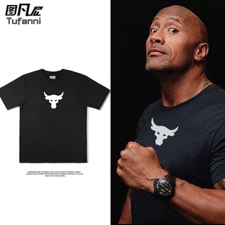 เสื้อยืดผ้าฝ้ายพิมพ์ลายแฟชั่น เสือยืดผู้ชาย - กระทิงเฮดดเวย์นจอห์นสัน wwe unisex พิมพ์เสื้อยืดแขนสั้นผ้าฝ้าย