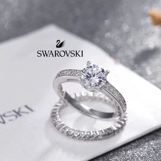 พร้อมส่ง🔥Swarovskiแท้แบบใหม่แหวน 2021 สวารอฟสกี้แท้แท้ 100%双层戒指