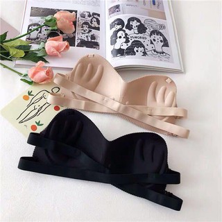 🔥🔥พร้อมส่ง แถมสายใส🔥🔥 Bra02 เสื้อชั้นใน ยกทรง เกาะอก ไร้โครง ไร้สาย ดันอก สายปรับได้  Size L 32 34 36 🔥🔥