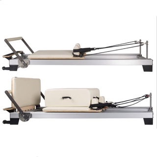 Aluminum Pilates Reformer เตียงพิลาทิสรูปแบบทันสมัยมีล้อเคลื่อนย้ายสะดวก เลือกสีเบาะได้