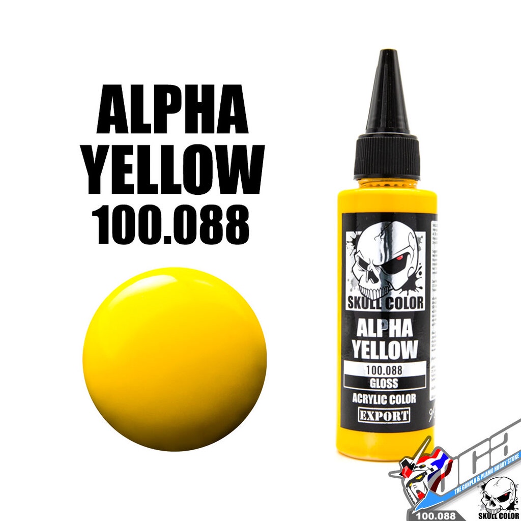 SKULL COLOR 100.088 ALPHA YELLOW ACRYLIC COLOR 60ML GLOSS สีอะครีลิกสำหรับพลาสติก โมเดล VCA GUNDAM