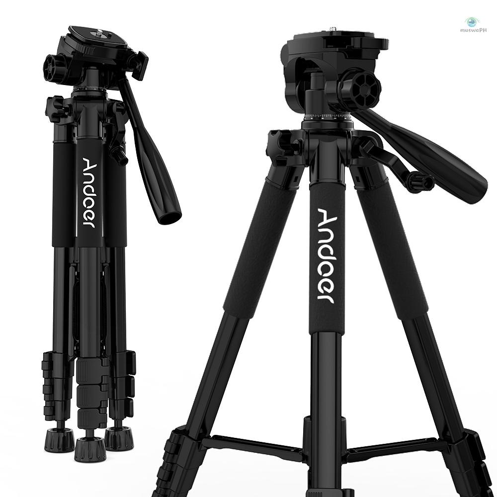 Andoer TTT-663N ขาตั้งกล้องสามขา น้ําหนักเบา 57.5 นิ้ว สําหรับกล้อง DSLR SLR ถ่ายภาพวิดีโอ พร้อมกระเ