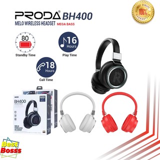 PRODA BH400 หูฟังไร้สาย คุณภาพเสียงดี หูฟังBluetooth ใช้งานได้ยาวนาน80ชั่วโมง โทรคุย/ฟังเพลงประมาณ18ชั่วโมง หูฟังบลูทูธ