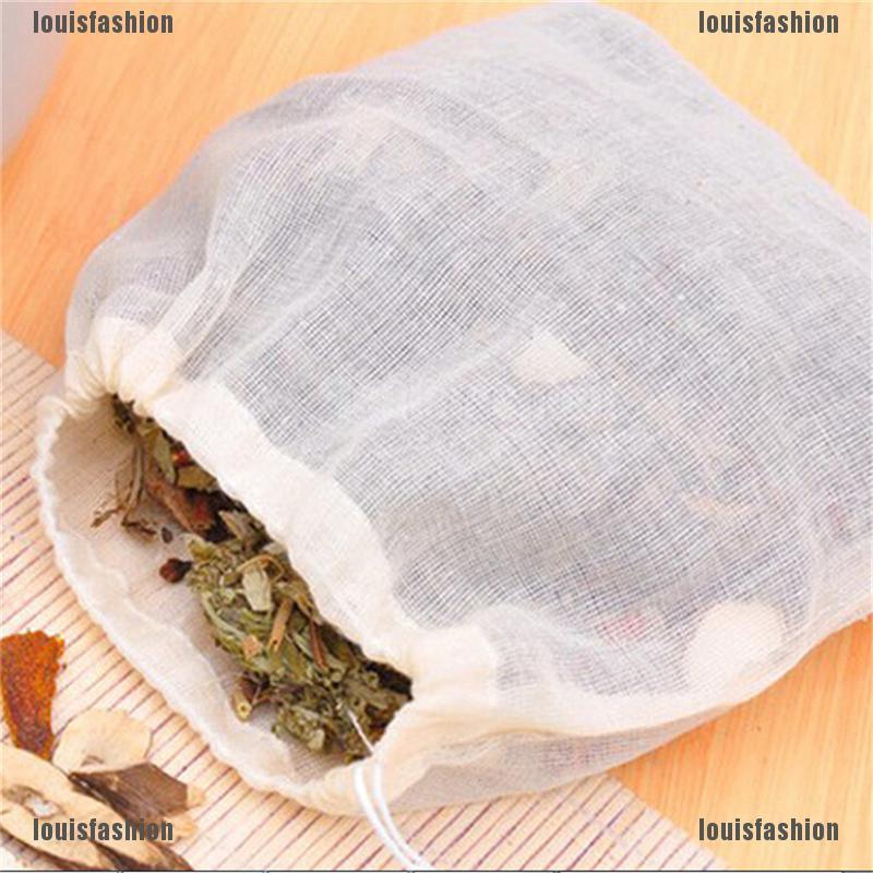 10x Cotton Muslin Drawstring Straining Bag for Spice Herb Bouquet Garni 10*15cm