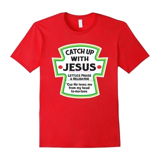 ใหม่ เสื้อยืดลําลอง แขนสั้น พิมพ์ลาย Catch Up With Jesus Funny Christian สําหรับผู้ชายS-5XL