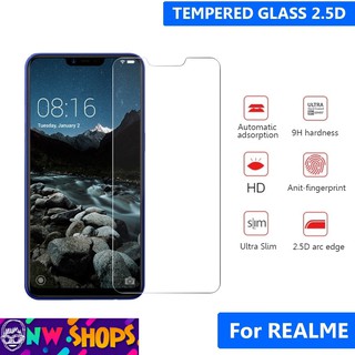 กระจก 2.5D กระจกใส Realme สีใส ฟิล์มกระจก ฟิล์มกันรอย - 9H Tempered Glass 2.5D For Realme Clear