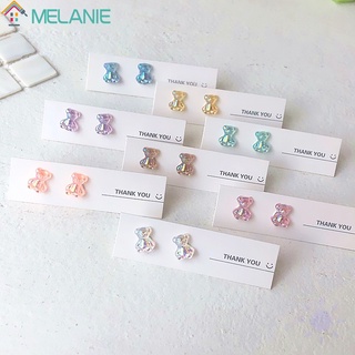 1 Pair Fashion Dazzle Colour Bear Acrylic Screw Piercing Stud Earrings / Ladies Cute Studs Earrings / Korean INS Ear Jewelry