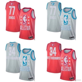 ใหม่ เสื้อกีฬาแขนกุด ลาย NBA Jersey 2022 All-Star No.34 Antetokounmpo No.77 พลัสไซซ์ คุณภาพสูง