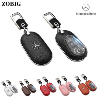 Zobig เคสกุญแจรีโมทรถยนต์ แบบหนัง สําหรับ Mercedes Benz W223 W206 S350 S400 S450 S500 Mercedes Benz C-Class S-Class 2021 2022