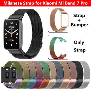 สายนาฬิกาข้อมือ สเตนเลส โลหะ พร้อมเคสกันกระแทก สําหรับ Xiaomi Mi band 7 Pro Mi band 7Pro