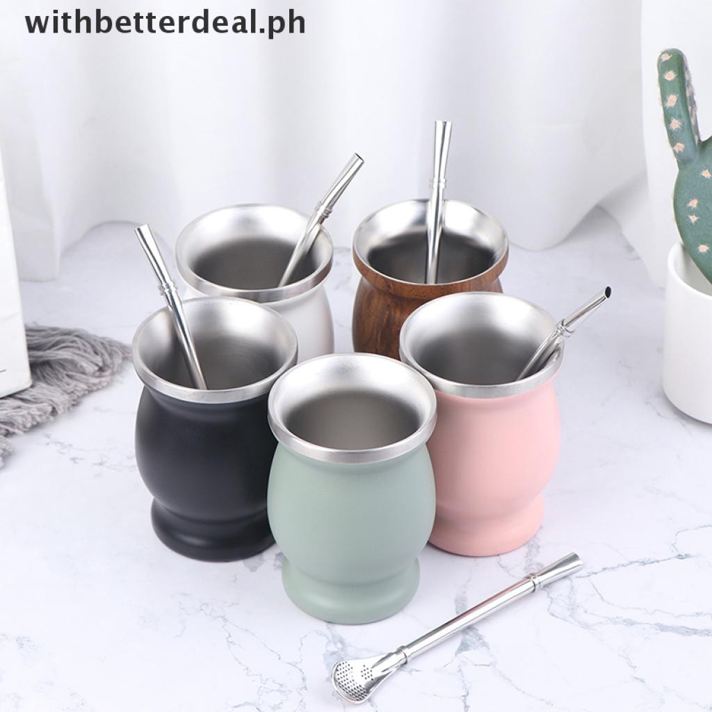 Better Yerba Mate Cup 304 สแตนเลส 8oz Argentine Yerba Mate Gourd พร้อม Bombillas PH