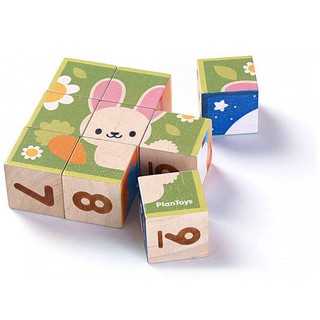 PlanToys ของเล่นไม้ แปลนทอยส์ จิ๊กซอว์รูปสัตว์ PUZZLE CUBE (2y+)