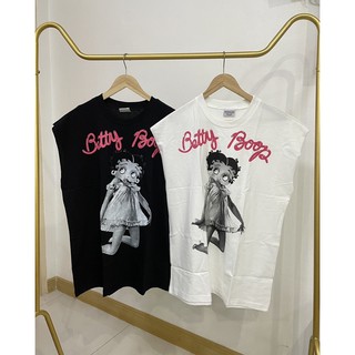 เสื้อยืดแขนกุด BETTY ขาว/ดำ