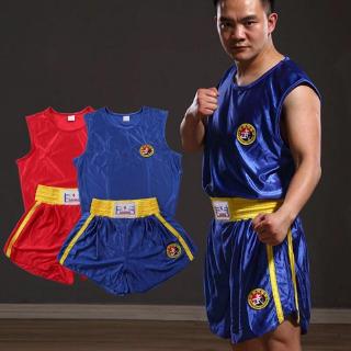 Sanda ชุดเสื้อผ้า Sanda มวยไทยกางเกงขาสั้นผู้ชายชุด Wushu ชุดเครื่องแบบศิลปะการต่อสู้ชุดผ้าและสั้น