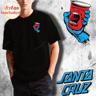 เสื้อยืดพิมพ์ลายแฟชั่น เสื้อยืด ผ้าฝ้าย พิมพ์ลาย Santa Cruz x Riot Society Cup Hand ไซซ์ปกติ มี 4 สี สําหรับผู้ชาย 24550