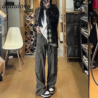 DaDulove💕 New Ins American Multi-pocket Straight Casual Pants Loose Overalls Niche High Waist Wide Leg Pants