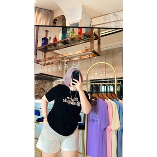 LO 🪟🧸💕 เสื้อยืดเกาหลี​ คอกลมoversize ปักมุขภาษาอังกฤษ​ ผ้าแฟชั่น​ รอบอก :38-48" แบบสวม​ ผ้ายืดไซ​ส์ใหญ่​ก่อน​ยืด​38-40