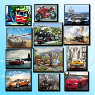 40*50 Cm Diy ภาพวาดสีน้ำมัน ภาพระบายสีตามตัวเลข Oil Painting Paint By Numbers On Canvas Modern Vehicle