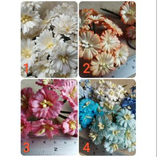 50ดอก ดอกไม้กระดาษสา ดอกเดซี่ 2.5cm. มีก้าน ดอกไม้จิ๋ว DIY งานฝีมือ งานประดิษฐ์ แฮนด์เมด งานแต่ง งานมงคล