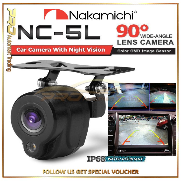 Nakamichi NC-5L กล้องมองหลังติดรถยนต์ 90 องศา 1 LED มองเห็นกลางคืน กันน้ํา