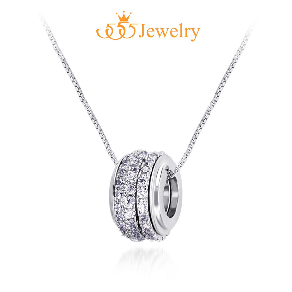 555jewelry จี้พร้อมสร้อย ห่วงวงกลม ประดับเพชร CZ รุ่น MNC-BN025 - จี้ห้อยคอ จี้สร้อยคอ จี้สร้อยคอแฟช