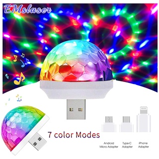 หลอดไฟดิสโก้ LED 4W รูปเห็ด ขนาดเล็ก พอร์ต USB สีสันสดใส สําหรับติดรถยนต์ งานปาร์ตี้ บาร์ DJ KTV