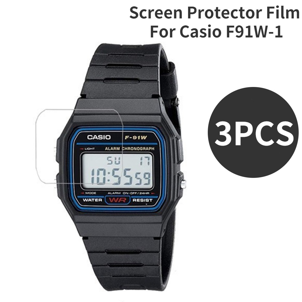 ฟิล์มกันรอยหน้าจอนาฬิกาข้อมือ แบบใส กันรอยขีดข่วน สําหรับ Casio F91W-1 F-91W-1YEF F-91WM-3AC 3 ชิ้น
