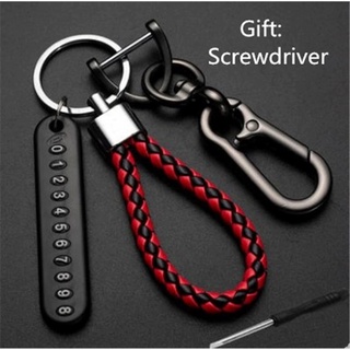 Tali Car KeyChain Set Gantungan Kunci Mobil Motor Buckle  dengan tag No HP nomor handphone