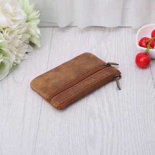 lidu cowhide กระเป๋าสตางค์ใส่เหรียญมีซิปรอบสีกาแฟสําหรับผู้ชายผู้หญิง